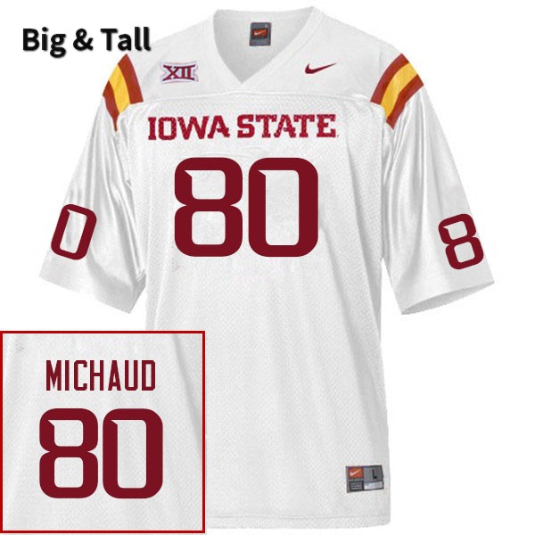 Iowa State Cyclones Men's #80 Tristan Michaud Nike NCAA Authentic White Big & Tall College Stitched Football Jersey TQ42B27YA